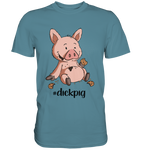 T-Shirt - "dickpig" - Men - Schweinchen's Shop - Unisex-Shirts - Stone Blue / S