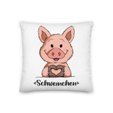 Premium-Kissen - "Herz Schweinchen" - Schweinchen's Shop - 18×18