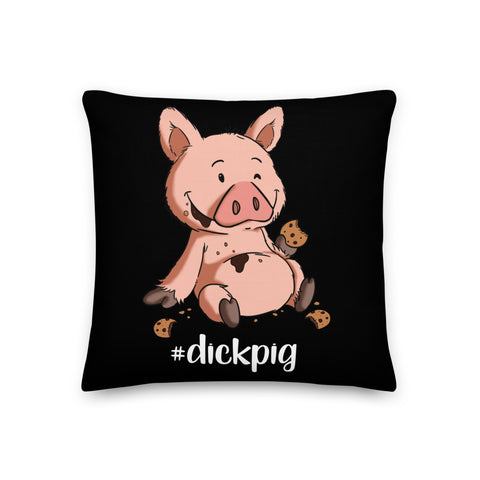 Premium-Kissen - "DickPig" - Black Edition - Schweinchen's Shop - 18×18