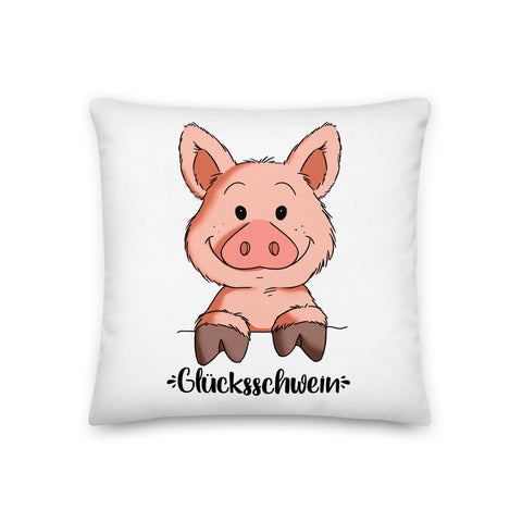 Premium-Kissen - "Glücksschwein" - Schweinchen's Shop - 18×18