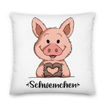 Premium-Kissen - "Herz Schweinchen" - Schweinchen's Shop - 22×22