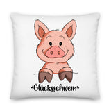 Premium-Kissen - "Glücksschwein" - Schweinchen's Shop - 22×22