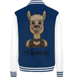 Herz Alpaka - College Jacket - Schweinchen's Shop - Jacken/ Zipper - Navy/White / XS