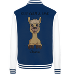"Keep Calm" Alpaka - College Jacket - Schweinchen's Shop - Jacken/ Zipper - Navy/White / XS