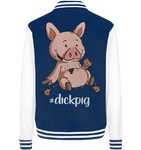 College Jacket - "DickPig" - Unisex - Schweinchen's Shop - Jacken/ Zipper - Navy/White / XS