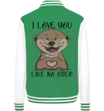 Otter - "Love You Like No Otter" - College Jacket - Schweinchen's Shop - Jacken/ Zipper - Green/White / XS