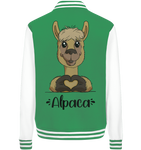 Herz Alpaka - College Jacket - Schweinchen's Shop - Jacken/ Zipper - Green/White / XS