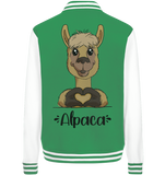 Herz Alpaka - College Jacket - Schweinchen's Shop - Jacken/ Zipper - Green/White / XS