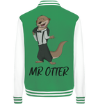 College Jacket - "Mr Otter" - Unisex - Schweinchen's Shop - Jacken/ Zipper - Green/White / XS
