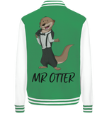 College Jacket - "Mr Otter" - Unisex - Schweinchen's Shop - Jacken/ Zipper - Green/White / XS