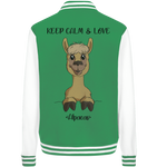 "Keep Calm" Alpaka - College Jacket - Schweinchen's Shop - Jacken/ Zipper - Green/White / XS