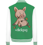 College Jacket - "DickPig" - Unisex - Schweinchen's Shop - Jacken/ Zipper - Green/White / XS