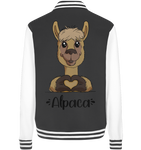 Herz Alpaka - College Jacket - Schweinchen's Shop - Jacken/ Zipper - Black/White / XS