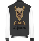 Herz Alpaka - College Jacket - Schweinchen's Shop - Jacken/ Zipper - Black/White / XS