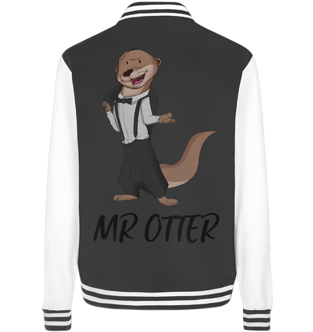 College Jacket - "Mr Otter" - Unisex - Schweinchen's Shop - Jacken/ Zipper - Black/White / XS