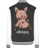 College Jacket - "DickPig" - Unisex - Schweinchen's Shop - Jacken/ Zipper - Black/White / XS