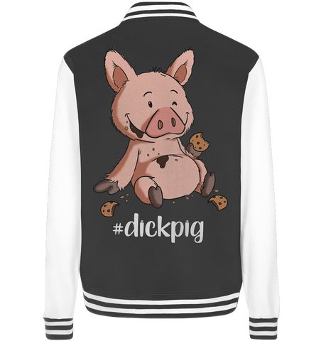 College Jacket - "DickPig" - Unisex - Schweinchen's Shop - Jacken/ Zipper - Black/White / XS