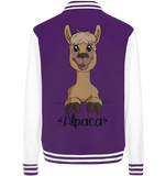 Alpaka m.T. - College Jacket - Schweinchen's Shop - Jacken/ Zipper - Purple/White / XS