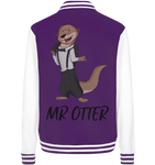 College Jacket - "Mr Otter" - Unisex - Schweinchen's Shop - Jacken/ Zipper - Purple/White / XS