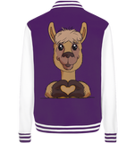 Herz Alpaka o.T. - College Jacket - Schweinchen's Shop - Jacken/ Zipper - Purple/White / XS