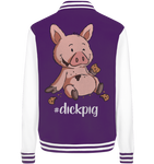 College Jacket - "DickPig" - Unisex - Schweinchen's Shop - Jacken/ Zipper - Purple/White / XS