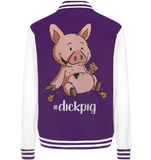College Jacket - "DickPig" - Unisex - Schweinchen's Shop - Jacken/ Zipper - Purple/White / XS