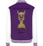 "Keep Calm" Alpaka - College Jacket - Schweinchen's Shop - Jacken/ Zipper - Purple/White / XS