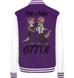 "Mr & Mrs Otter" - College Jacket - Schweinchen's Shop - Jacken/ Zipper - Purple/White / XS