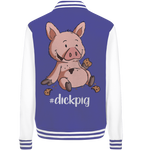 College Jacket - "DickPig" - Unisex - Schweinchen's Shop - Jacken/ Zipper - Royal/White / XS