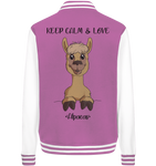 "Keep Calm" Alpaka - College Jacket - Schweinchen's Shop - Jacken/ Zipper - Bubblegum/White / XS