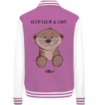 Otter "KEEP CALM" - College Jacket - Schweinchen's Shop - Jacken/ Zipper - Bubblegum/White / XS