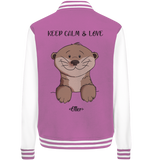 Otter "KEEP CALM" - College Jacket - Schweinchen's Shop - Jacken/ Zipper - Bubblegum/White / XS