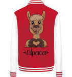Herz Alpaka - College Jacket - Schweinchen's Shop - Jacken/ Zipper - Red/White / XS