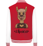Herz Alpaka - College Jacket - Schweinchen's Shop - Jacken/ Zipper - Red/White / XS