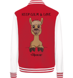 "Keep Calm" Alpaka - College Jacket - Schweinchen's Shop - Jacken/ Zipper - Red/White / XS