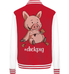 College Jacket - "DickPig" - Unisex - Schweinchen's Shop - Jacken/ Zipper - Red/White / XS