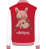 College Jacket - "DickPig" - Unisex - Schweinchen's Shop - Jacken/ Zipper - Red/White / XS
