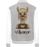 Herz Alpaka - College Jacket - Schweinchen's Shop - Jacken/ Zipper - Sport Grey/White / XS