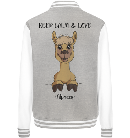 "Keep Calm" Alpaka - College Jacket - Schweinchen's Shop - Jacken/ Zipper - Sport Grey/White / XS
