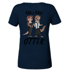 "Mr & Mrs Otter" - Ladies Organic V-Neck Shirt - Schweinchen's Shop - V-Neck Shirts - French Navy / S