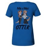 "Mr & Mrs Otter" - Ladies Organic V-Neck Shirt - Schweinchen's Shop - V-Neck Shirts - Royal Blue / S