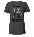 "Mr & Mrs Otter" - Ladies Organic V-Neck Shirt - Schweinchen's Shop - V-Neck Shirts - Anthracite / S