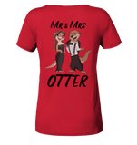 "Mr & Mrs Otter" - Ladies Organic V-Neck Shirt - Schweinchen's Shop - V-Neck Shirts - Red / S
