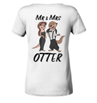 "Mr & Mrs Otter" - Ladies Organic V-Neck Shirt - Schweinchen's Shop - V-Neck Shirts - White / S