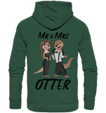 "Mr & Mrs Otter" - Organic Basic Hoodie - Schweinchen's Shop - Hoodies - Bottle Green / XS