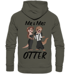 "Mr & Mrs Otter" - Organic Basic Hoodie - Schweinchen's Shop - Hoodies - Khaki / XS