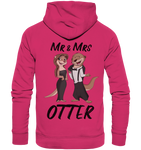"Mr & Mrs Otter" - Organic Basic Hoodie - Schweinchen's Shop - Hoodies - Raspberry / XS
