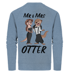 "Mr & Mrs Otter" - Organic Sweatshirt - Schweinchen's Shop - Sweatshirts - Mid Heather Blue / XS