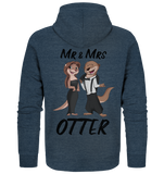 "Mr & Mrs Otter" - Organic Zipper - Schweinchen's Shop - Jacken/ Zipper - Dark Heather Blue / XS
