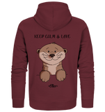 Otter "KEEP CALM" - Organic Zipper - Schweinchen's Shop - Jacken/ Zipper - Burgundy / S